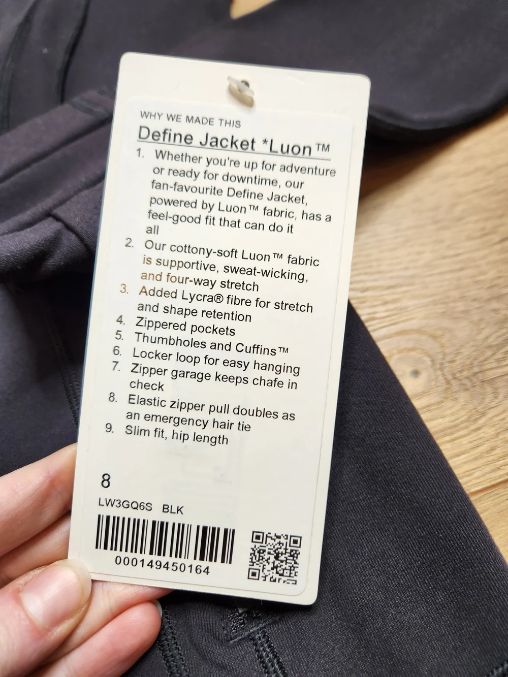 NWT Lululemon Define Luon Black Zip-Up Jacket Size 8